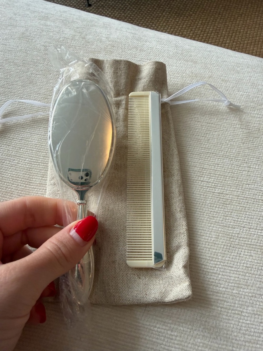 NWT Mark & Graham Silver Brush and Comb Set!